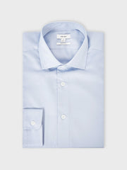 Reiss | Regular Fit Cotton Sateen Shirt in Mid Blue