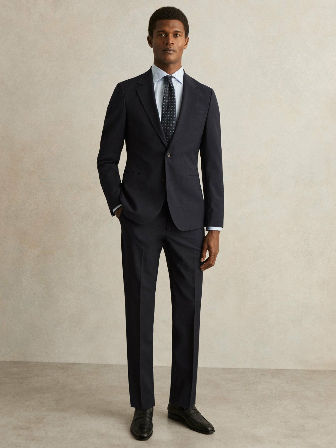 Reiss | Wool-Blend Single-Breasted Suit Blazer Slim-Fit in Navy