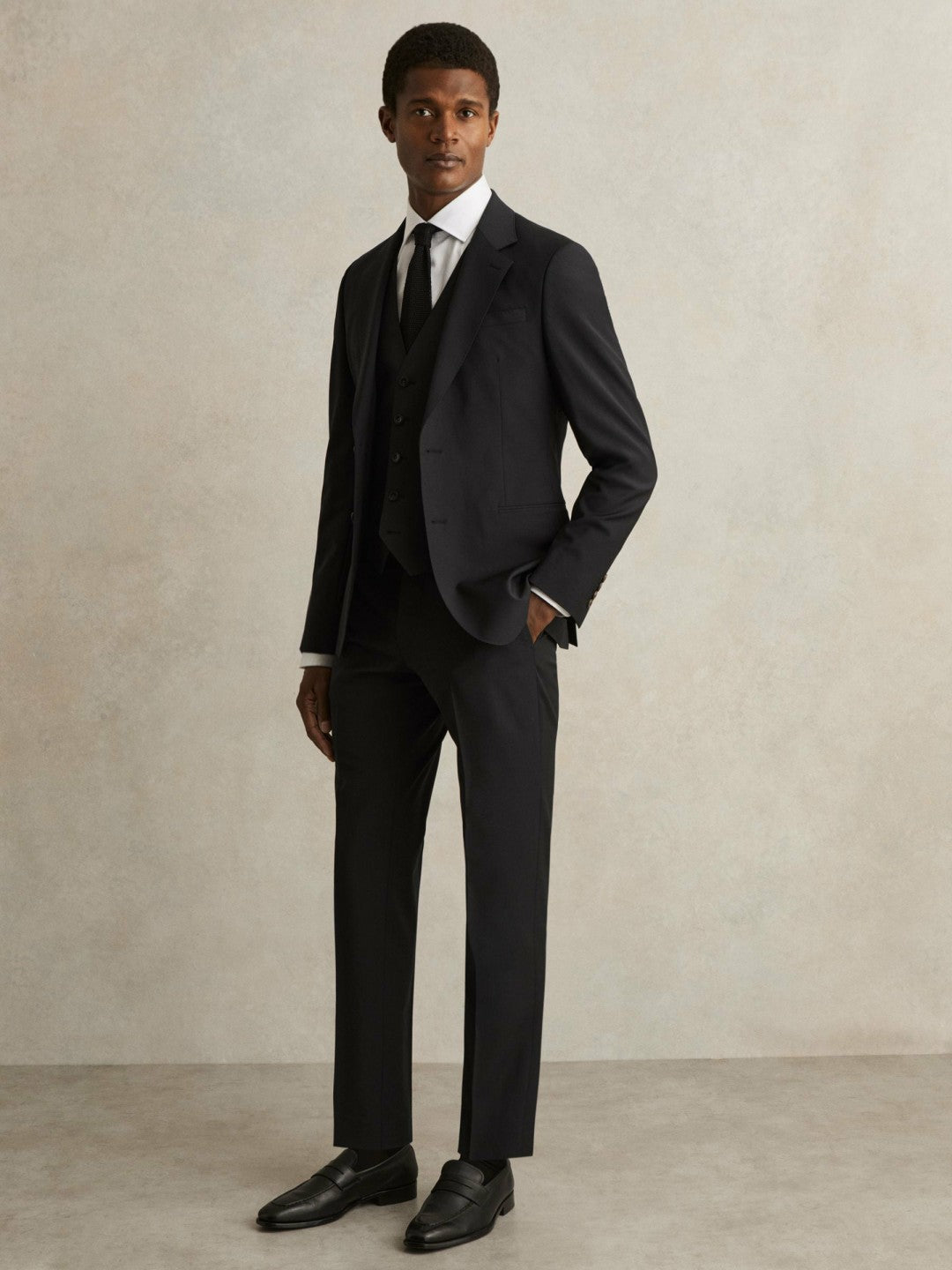 Reiss | Wool-Blend Slim-Fit Waistcoat in Black