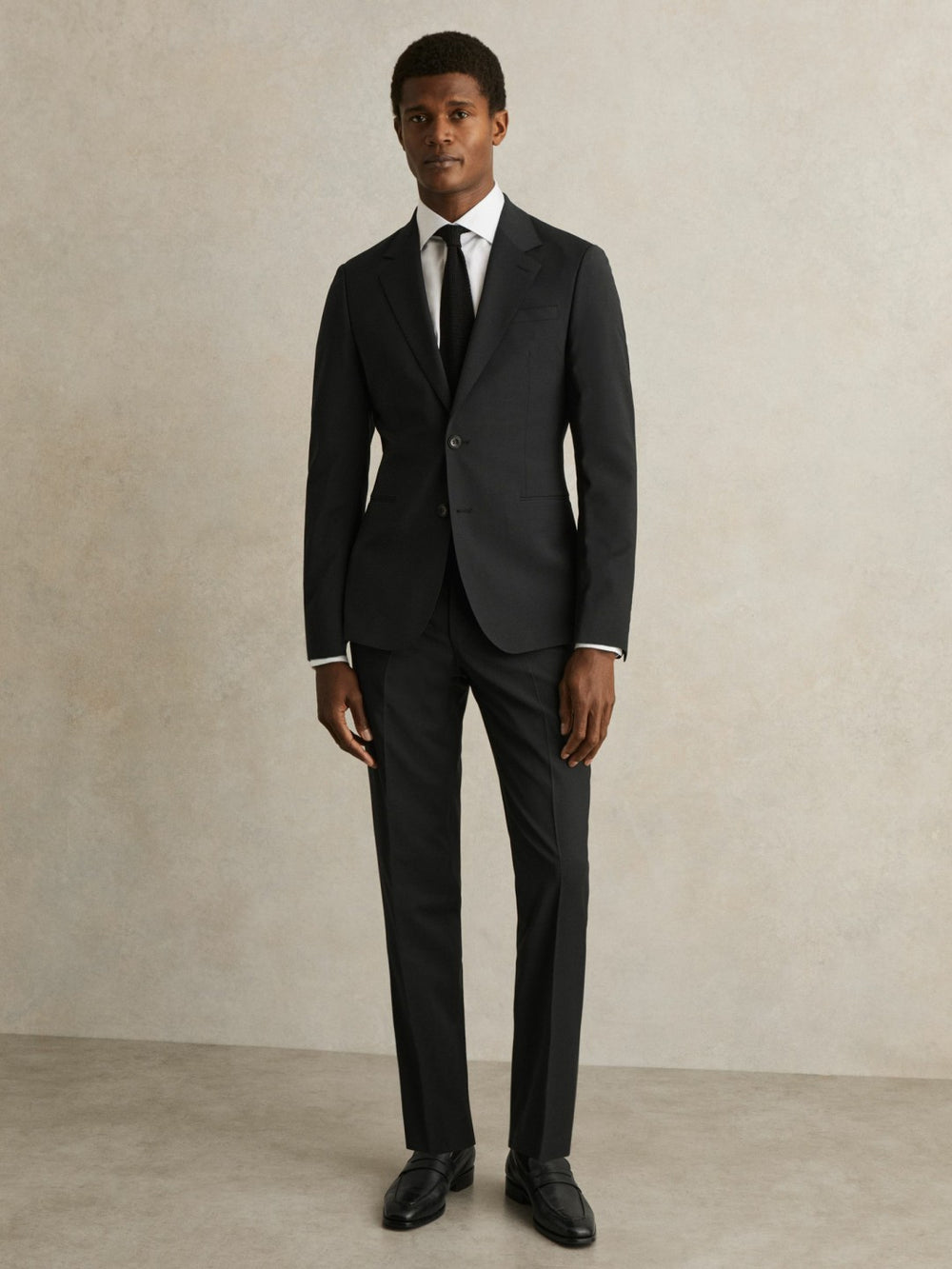 Reiss | Wool-Blend Single-Breasted Suit Blazer Slim-Fit in Black