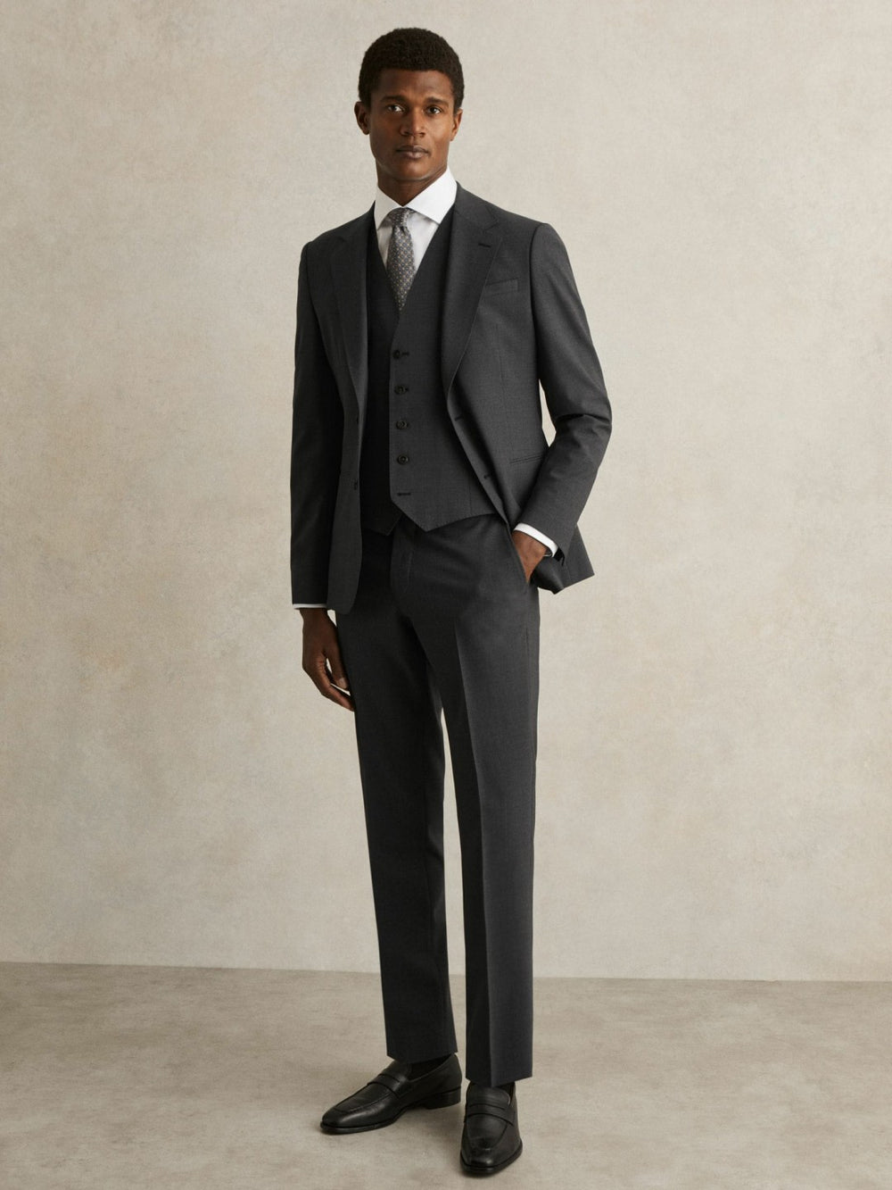 Reiss | Wool-Blend Slim-Fit Waistcoat in Grey