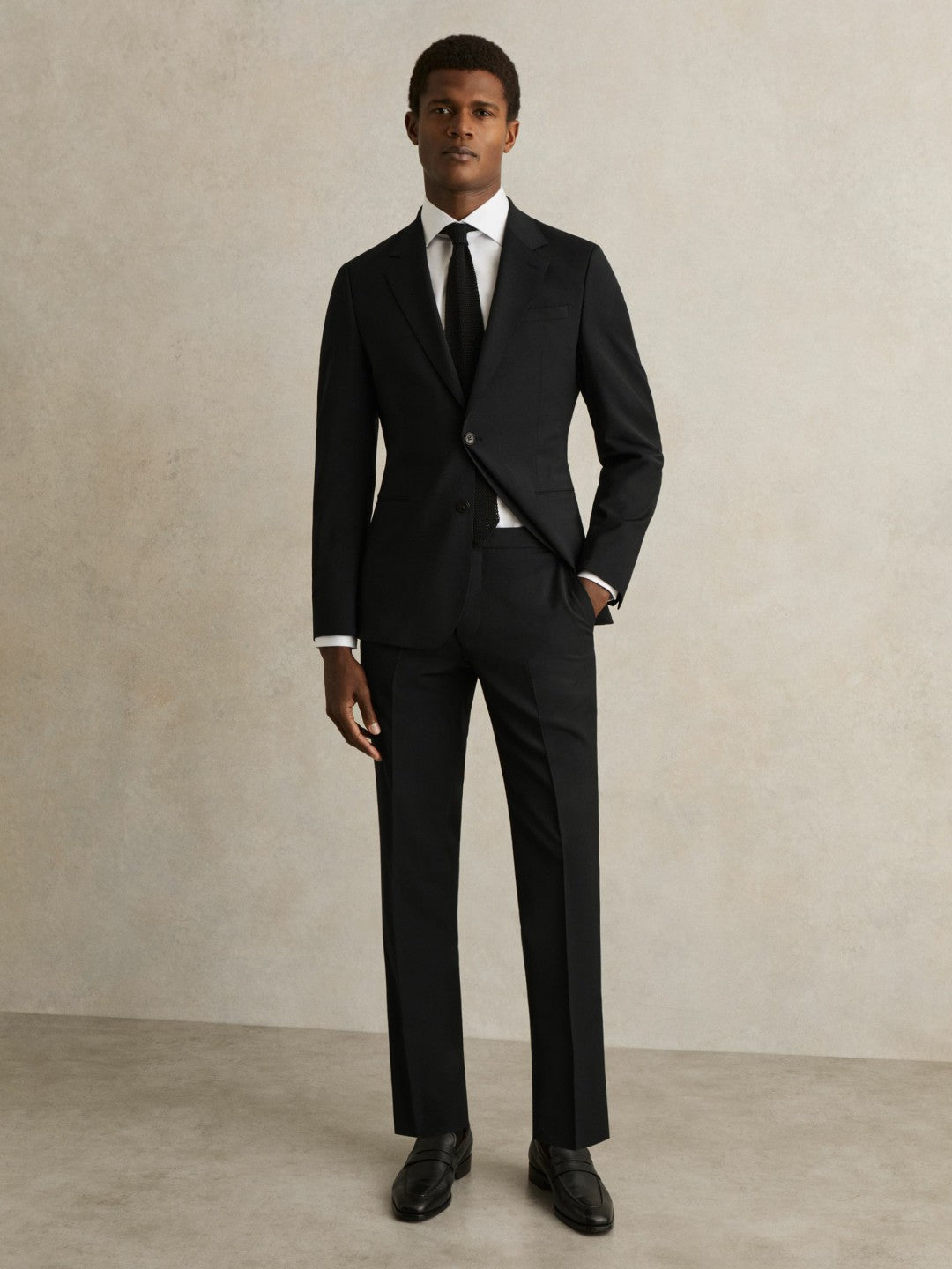 Reiss | Slim-Fit Wool-Blend Suit Trousers in Black