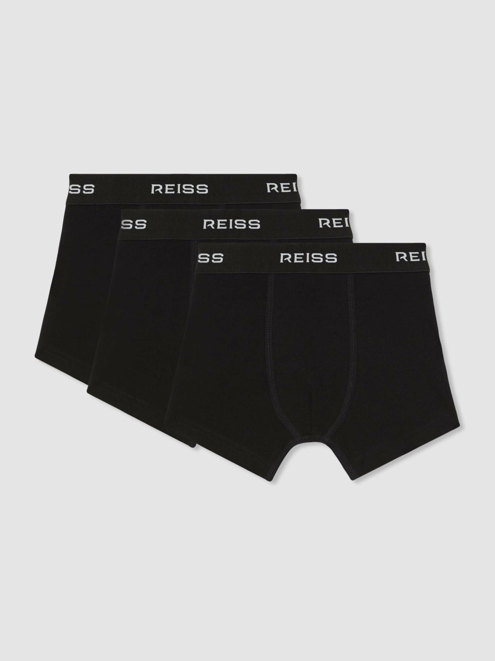 Reiss | 13-14 yrs Stretch-Cotton Logo-Waistband Boxer Shorts 3 Pack in Black