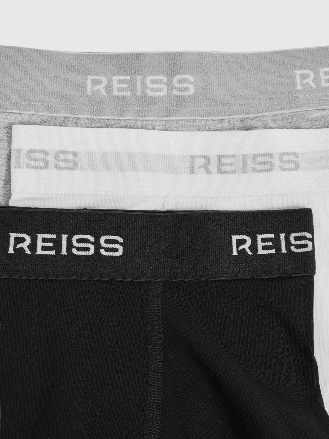 Reiss | Stretch-Cotton Logo-Waistband Boxer Shorts 3 Pack in White/Grey/Black
