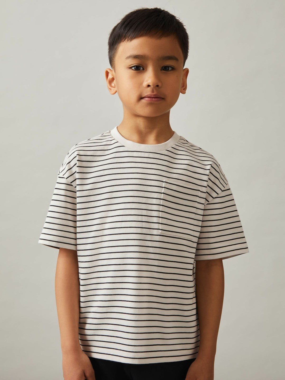 Reiss | 3-9 yrs Cotton-Blend Stripe T-Shirt in White/Navy
