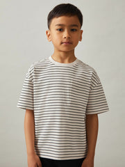Reiss | 3-9 yrs Cotton-Blend Stripe T-Shirt in White/Navy