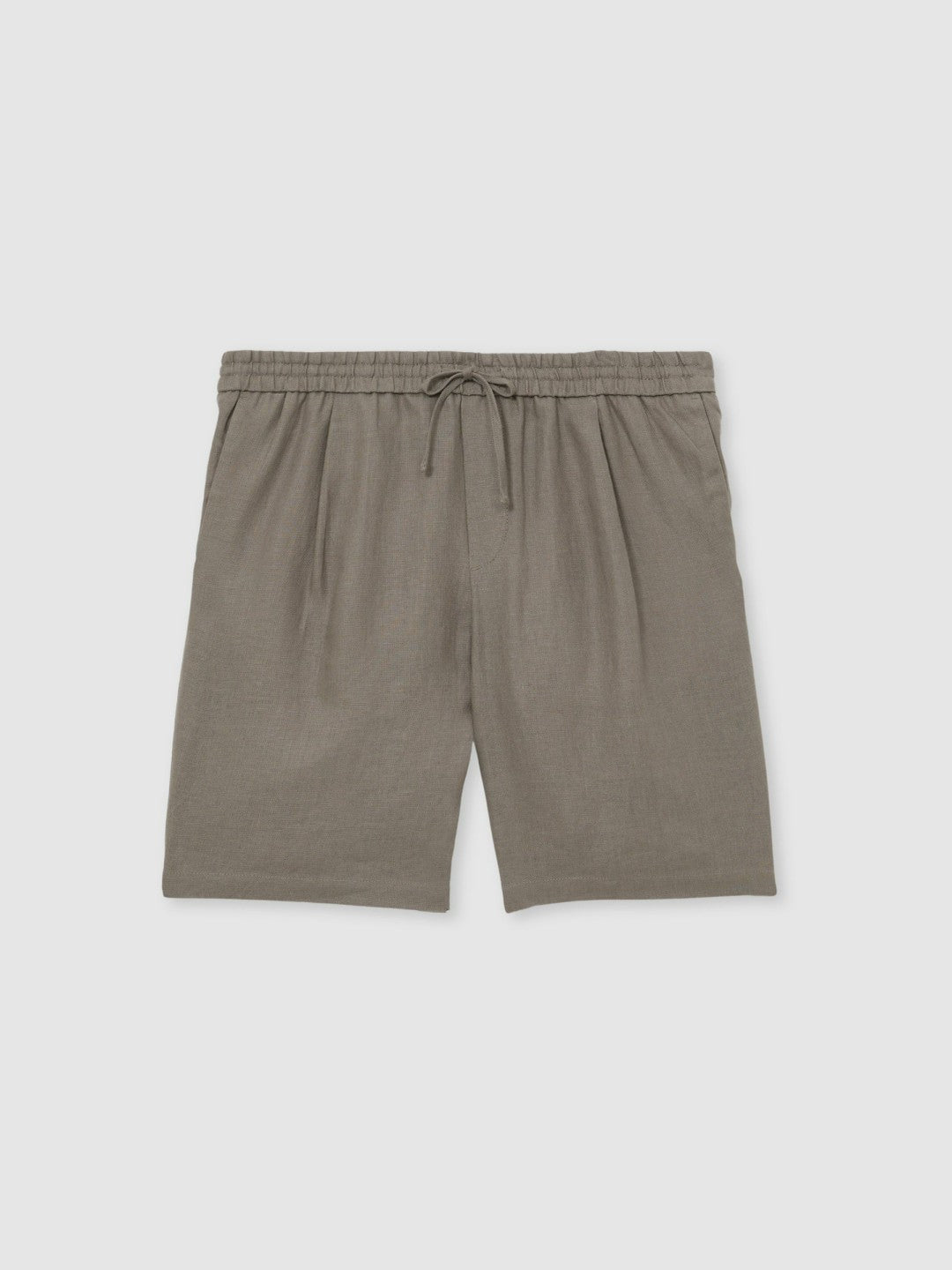 Reiss | Linen Drawstring Shorts in Mushroom Brown