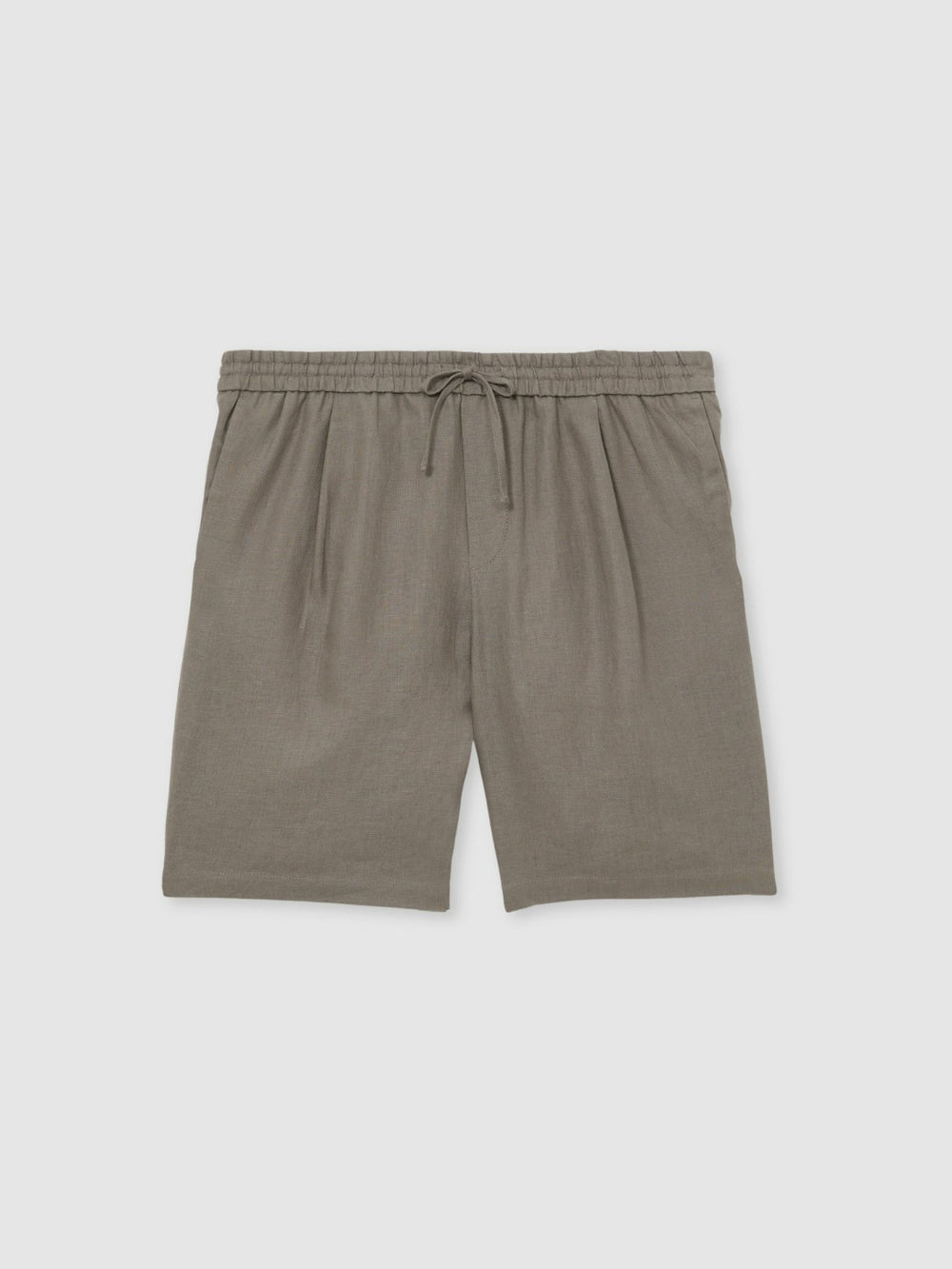 Reiss | Linen Drawstring Shorts in Mushroom Brown
