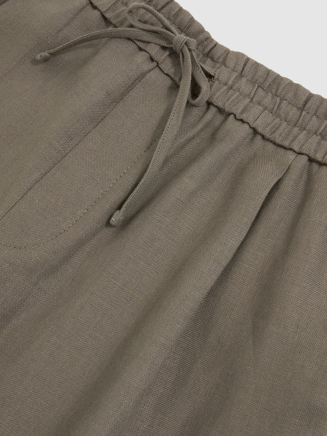 Reiss | Linen Drawstring Shorts in Mushroom Brown