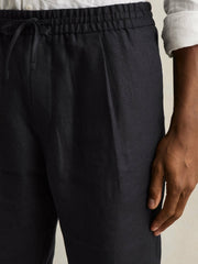 Reiss | Linen Drawstring Shorts in Navy