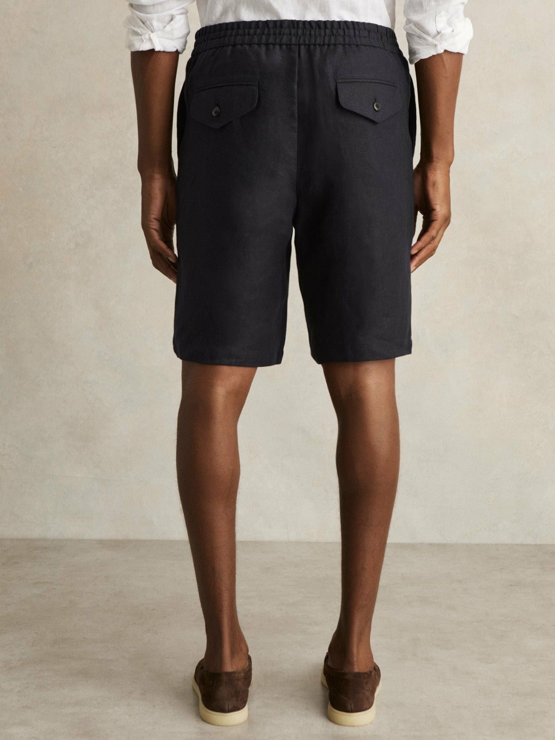 Reiss | Linen Drawstring Shorts in Navy