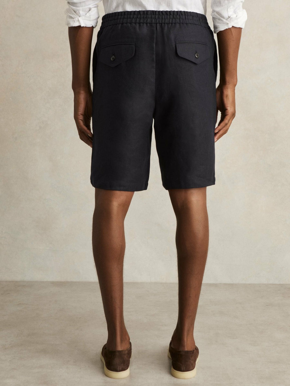 Reiss | Linen Drawstring Shorts in Navy