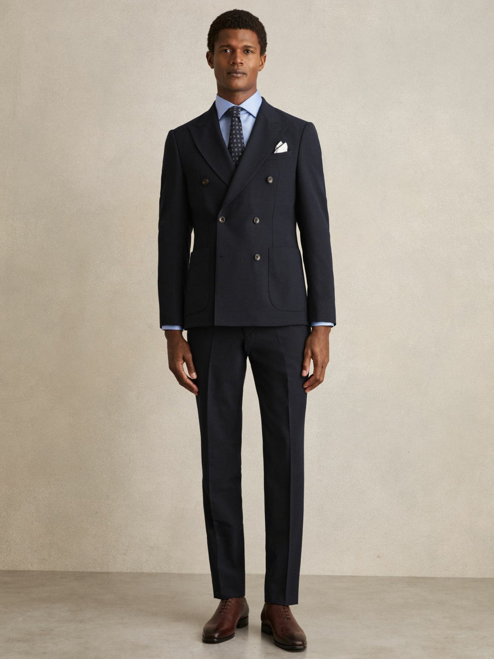 Reiss | Slim Fit Cotton Sateen Shirt in Mid Blue