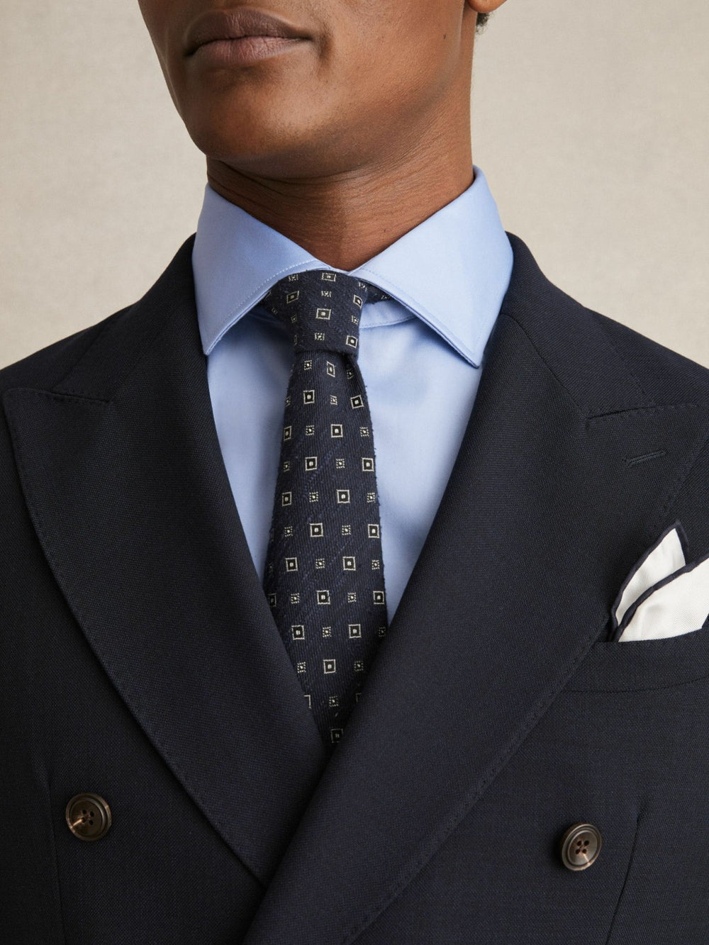 Reiss | Slim Fit Cotton Sateen Shirt in Mid Blue