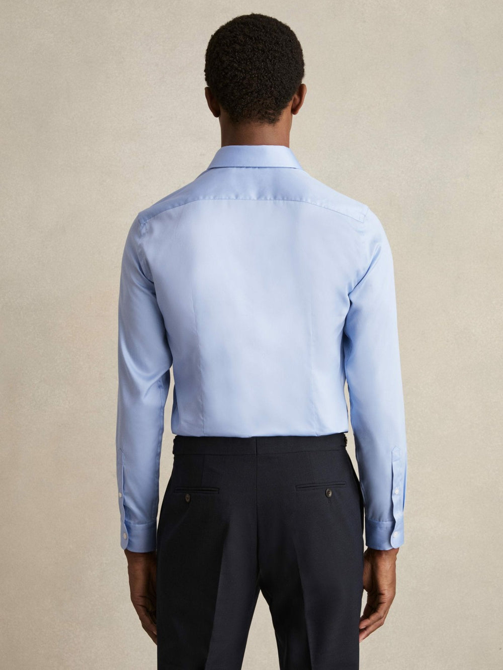 Reiss | Slim Fit Cotton Sateen Shirt in Mid Blue