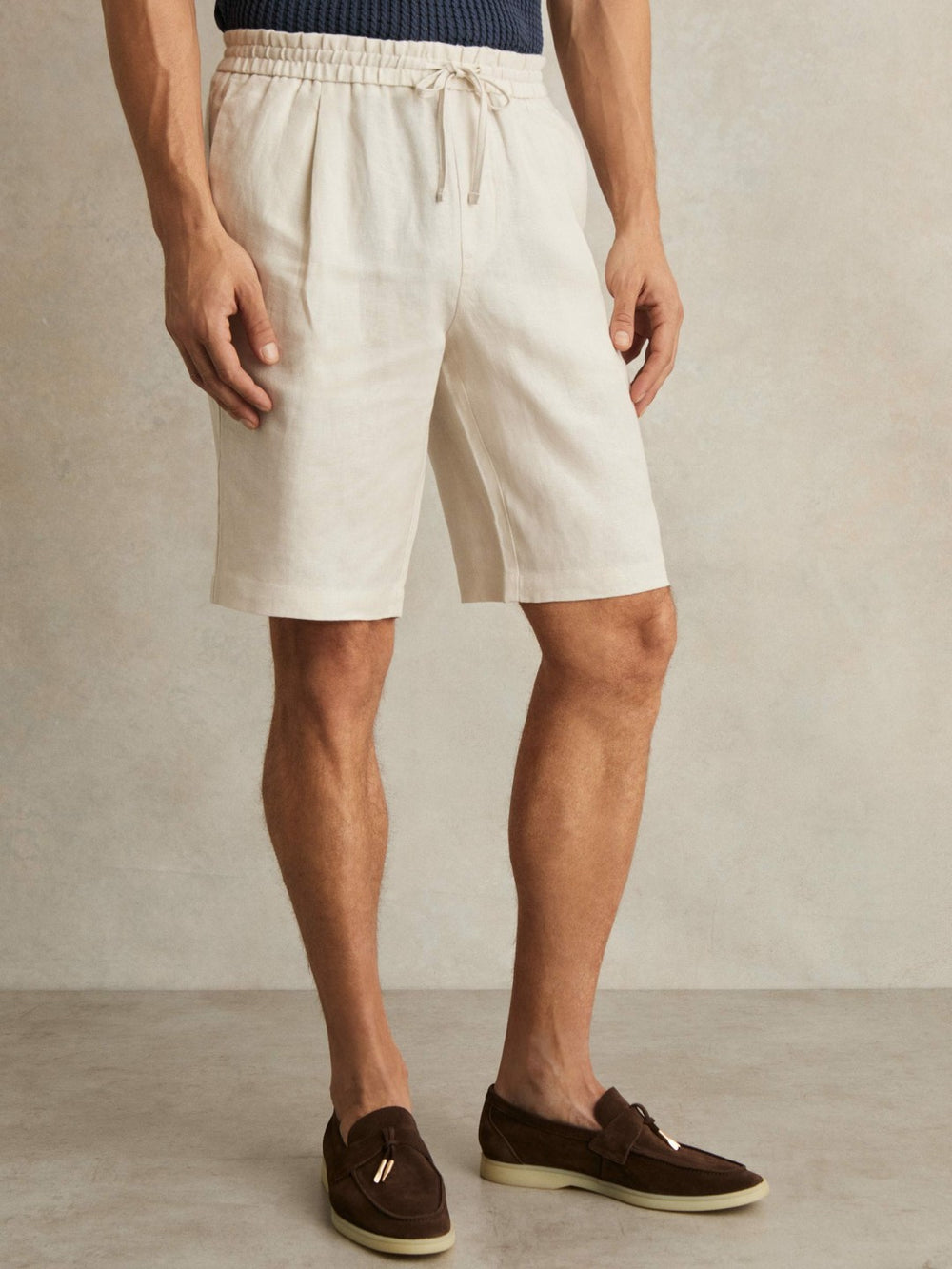 Reiss | Linen Drawstring Shorts in Stone