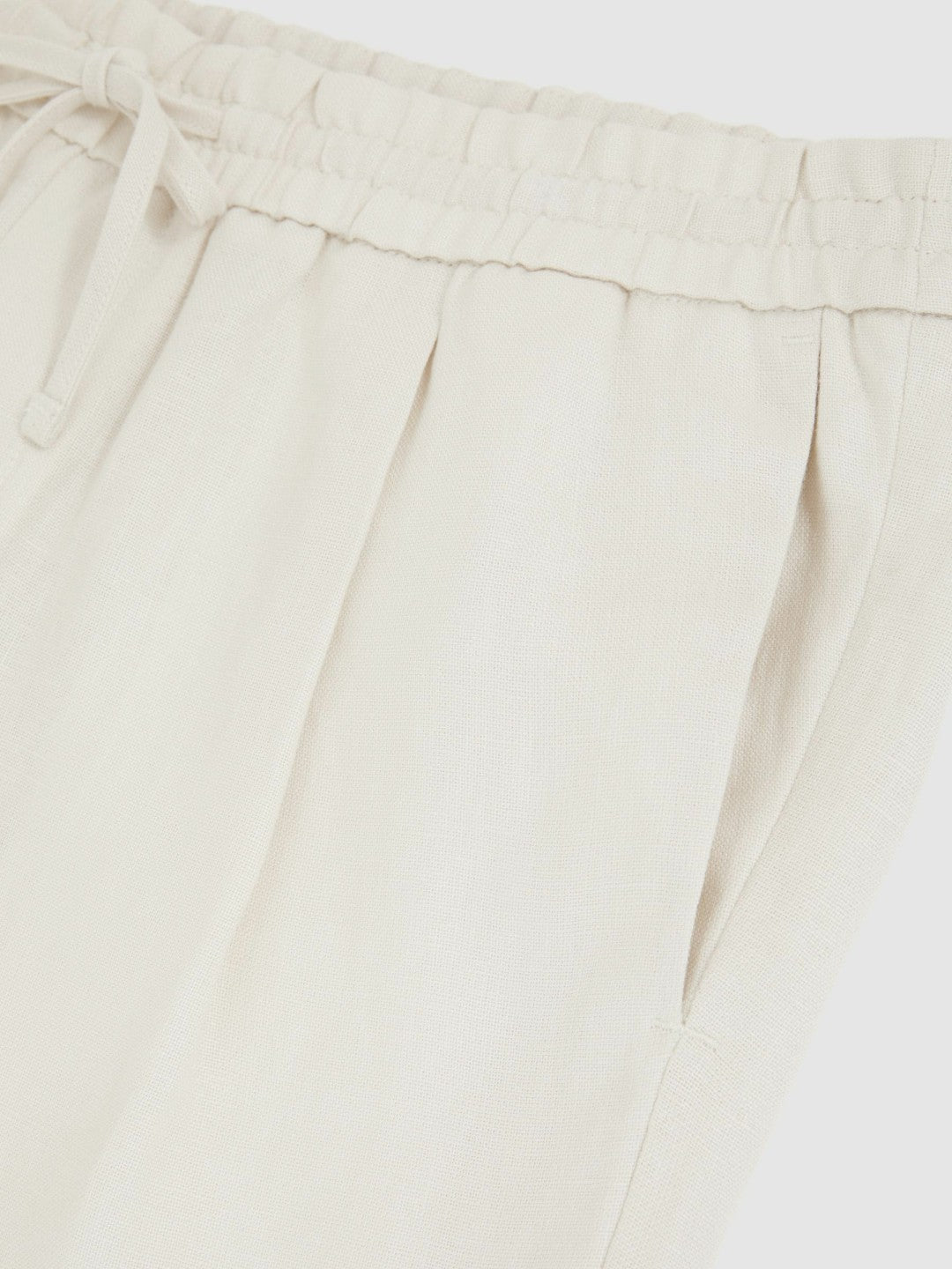 Reiss | Linen Drawstring Shorts in Stone