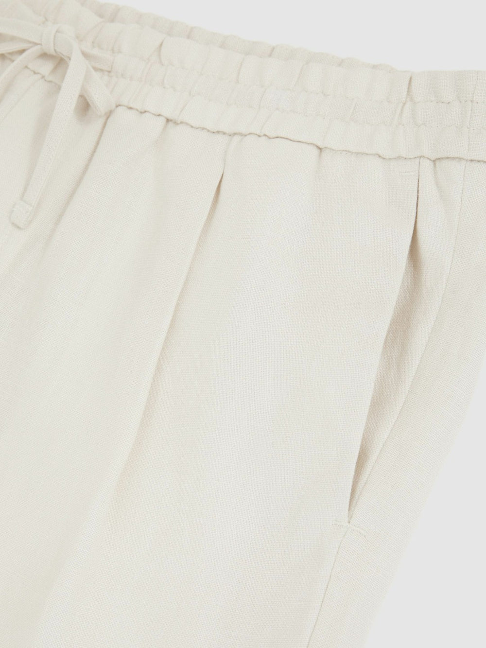 Reiss | Linen Drawstring Shorts in Stone