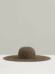 Reiss | Straw Basket-Weave Sun Hat in Black/Natural