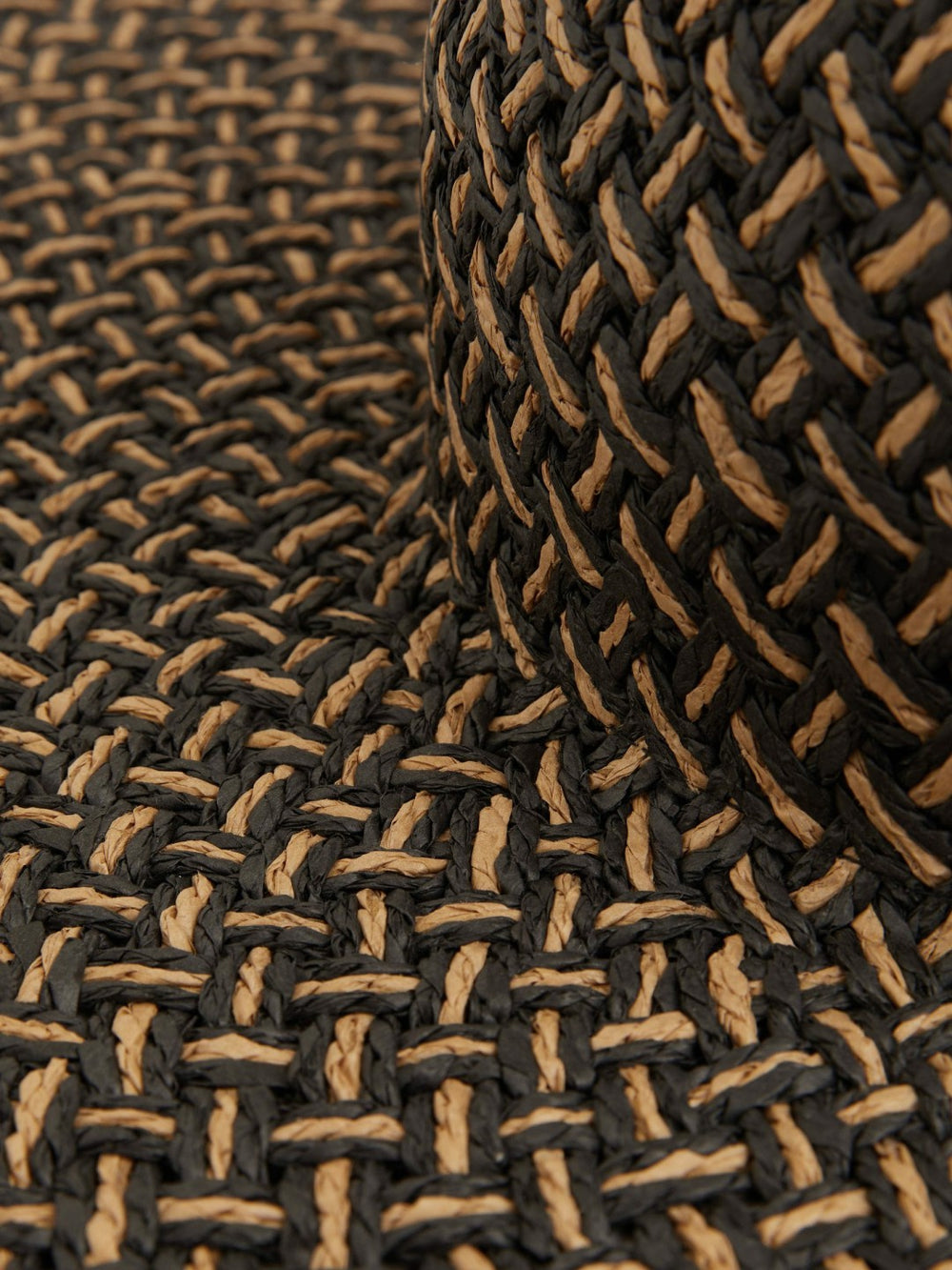 Reiss | Straw Basket-Weave Sun Hat in Black/Natural