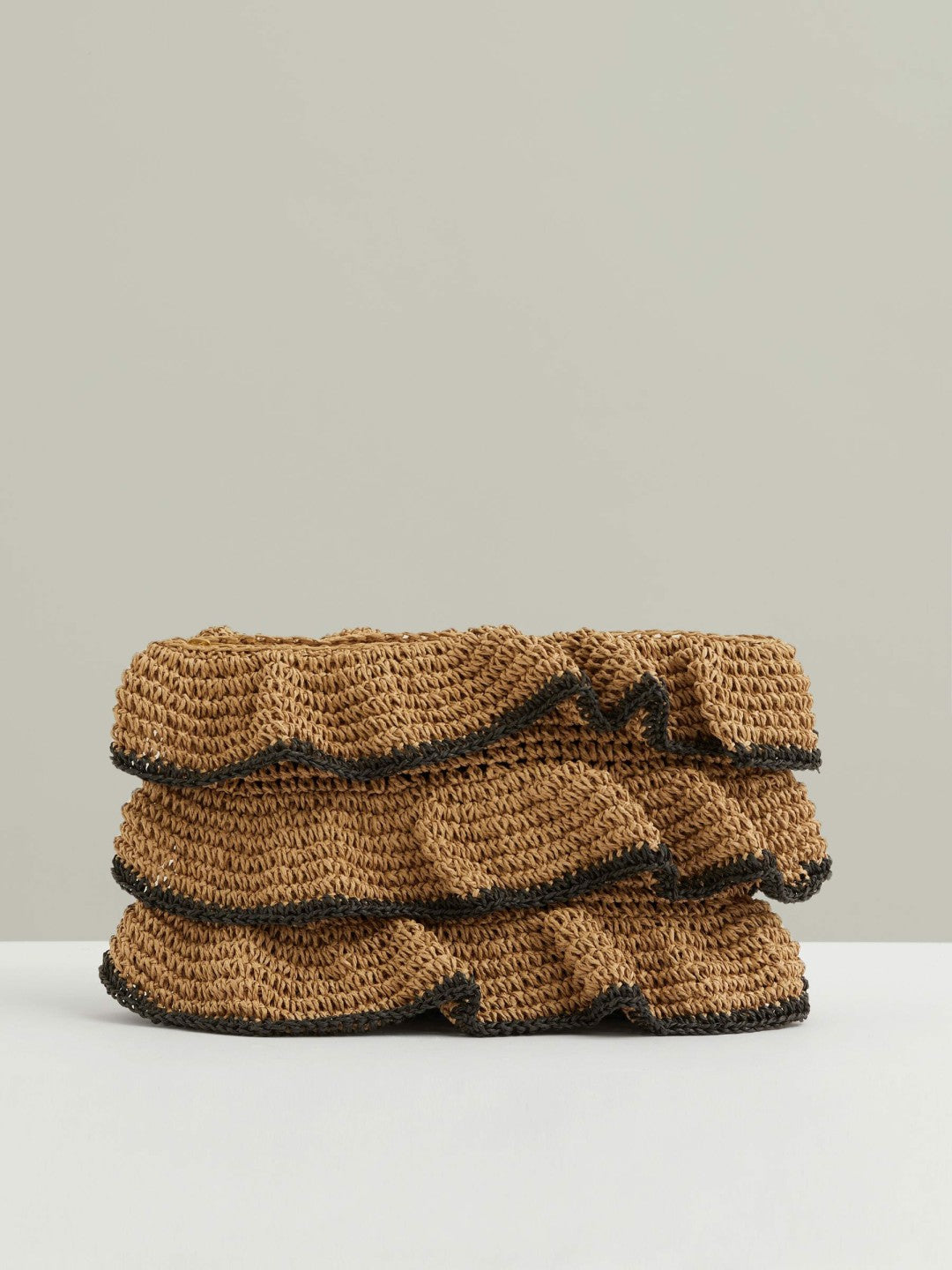Reiss | Raffia Ruffle Clutch Bag in Natural