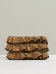 Reiss | Raffia Ruffle Clutch Bag in Natural