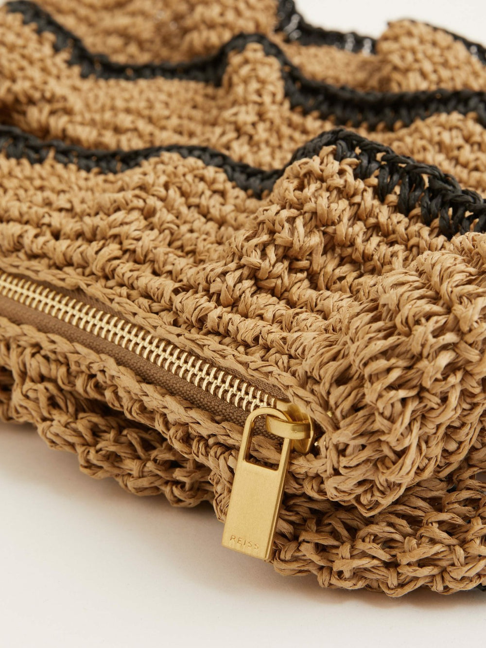 Reiss | Raffia Ruffle Clutch Bag in Natural