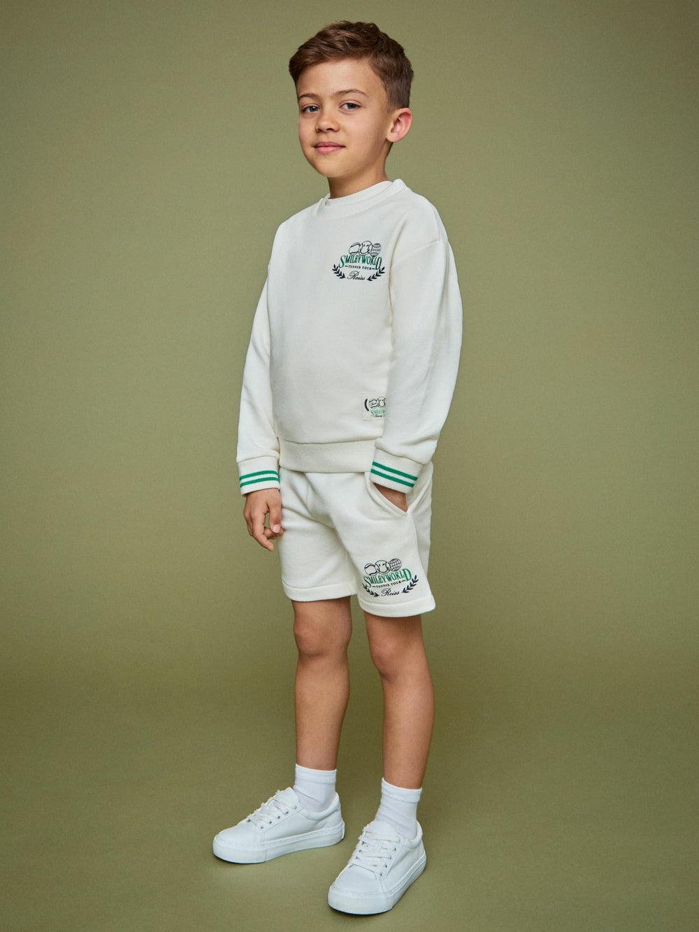Reiss | 9-13 yrs SmileyWorld Logo Sweatshirt Unisex Fit in White