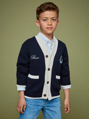 Reiss | 9-12 yrs SmileyWorld Logo Cardigan Unisex Fit in Off White