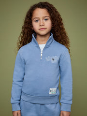Reiss | 9-13 yrs SmileyWorld Half-Zip Sweatshirt Unisex Fit in Blue