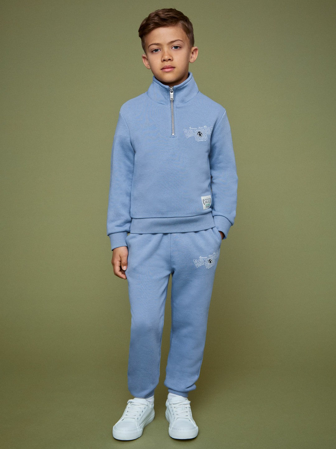 Reiss | 9-13 yrs SmileyWorld Half-Zip Sweatshirt Unisex Fit in Blue