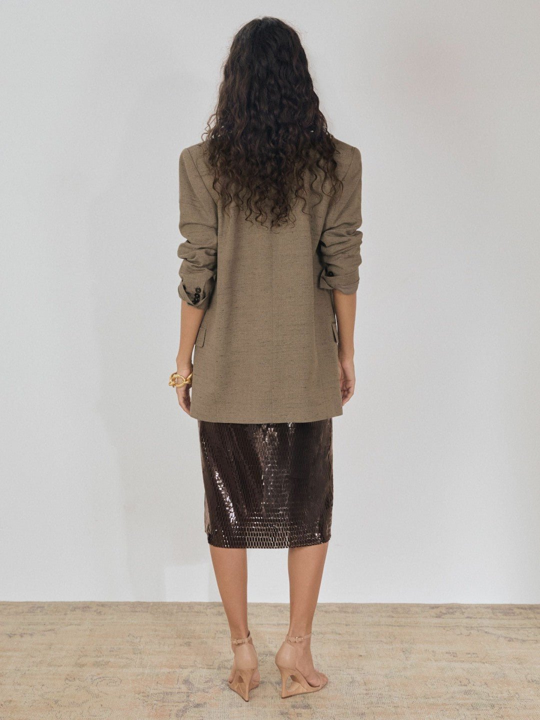 Reiss | Atelier Laser-Cut Pencil Skirt in Chocolate