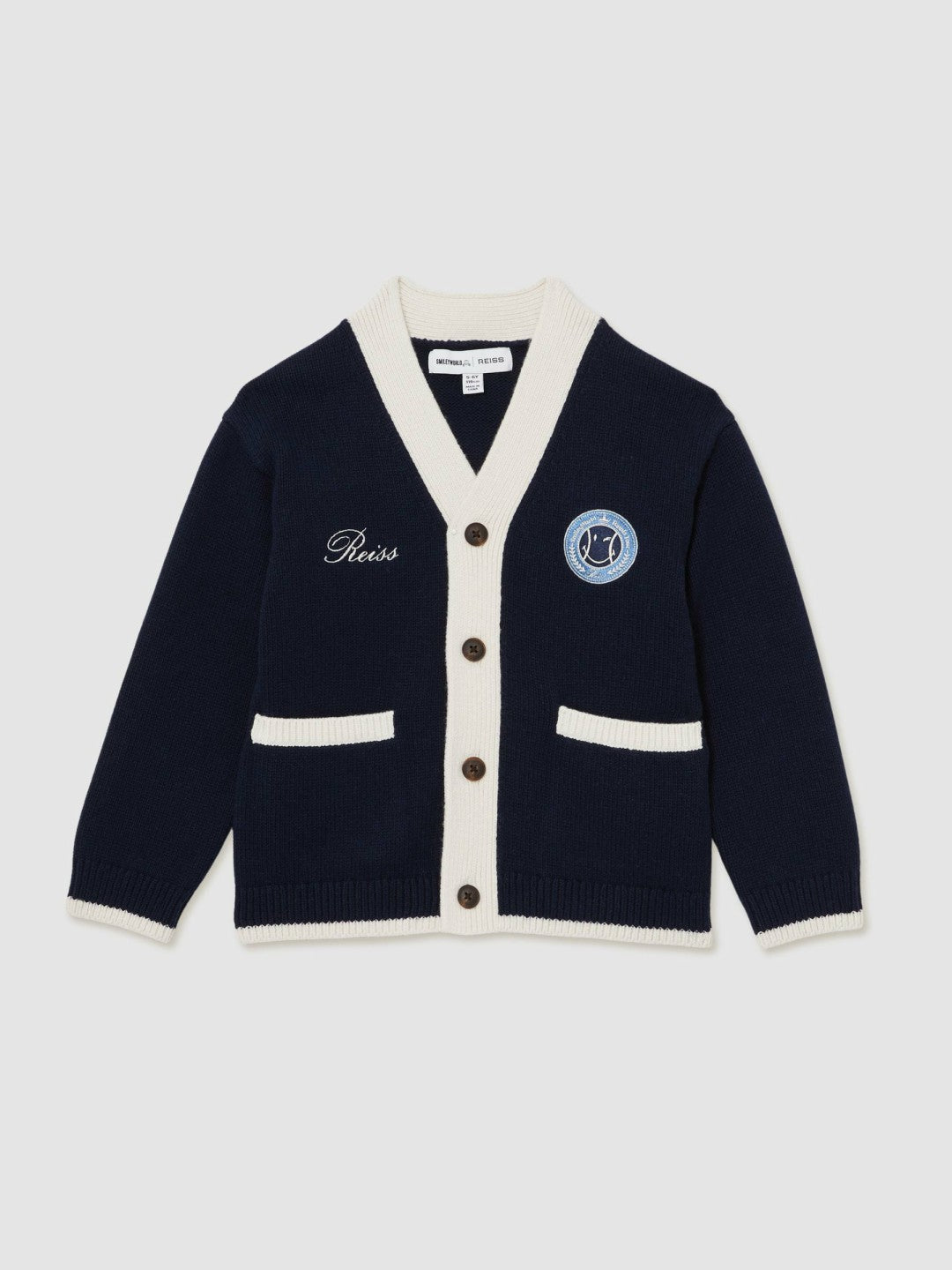 Reiss | 13-14 yrs SmileyWorld Logo Cardigan Unisex Fit in Off White