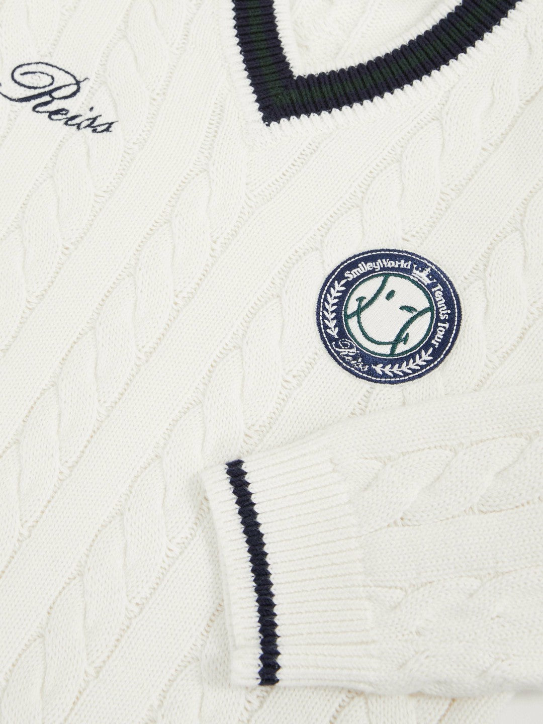 Reiss | 9-13 yrs SmileyWorld Cable-Knit Jumper Unisex Fit in Off White