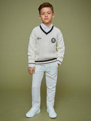 Reiss | 13-14 yrs SmileyWorld Cable-Knit Jumper Unisex Fit in Off White