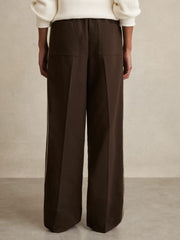 Reiss | Side-Stripe Wide-Leg Trousers in Chocolate Brown