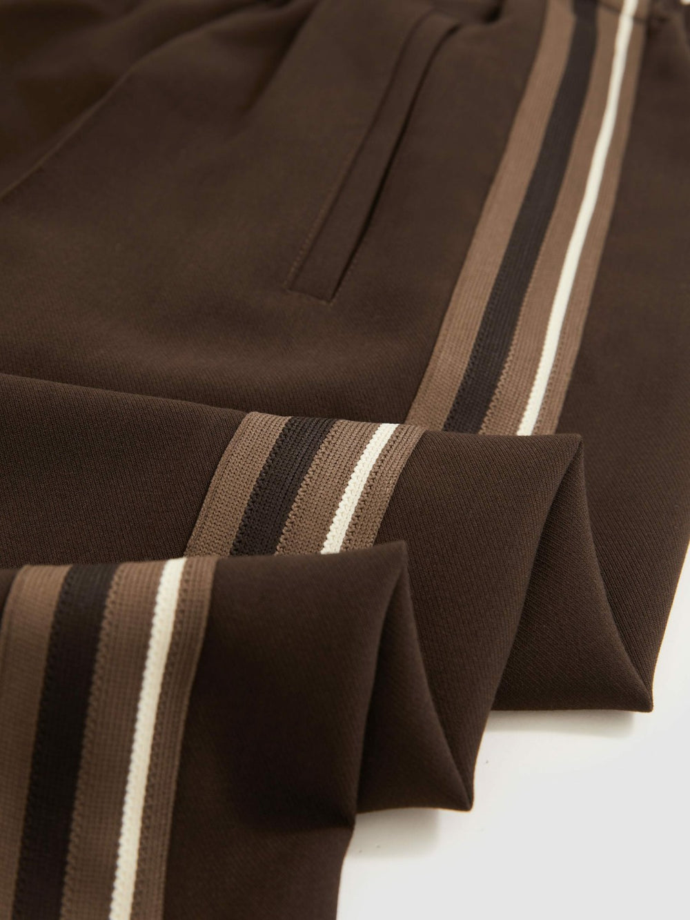 Reiss | Side-Stripe Wide-Leg Trousers in Chocolate Brown