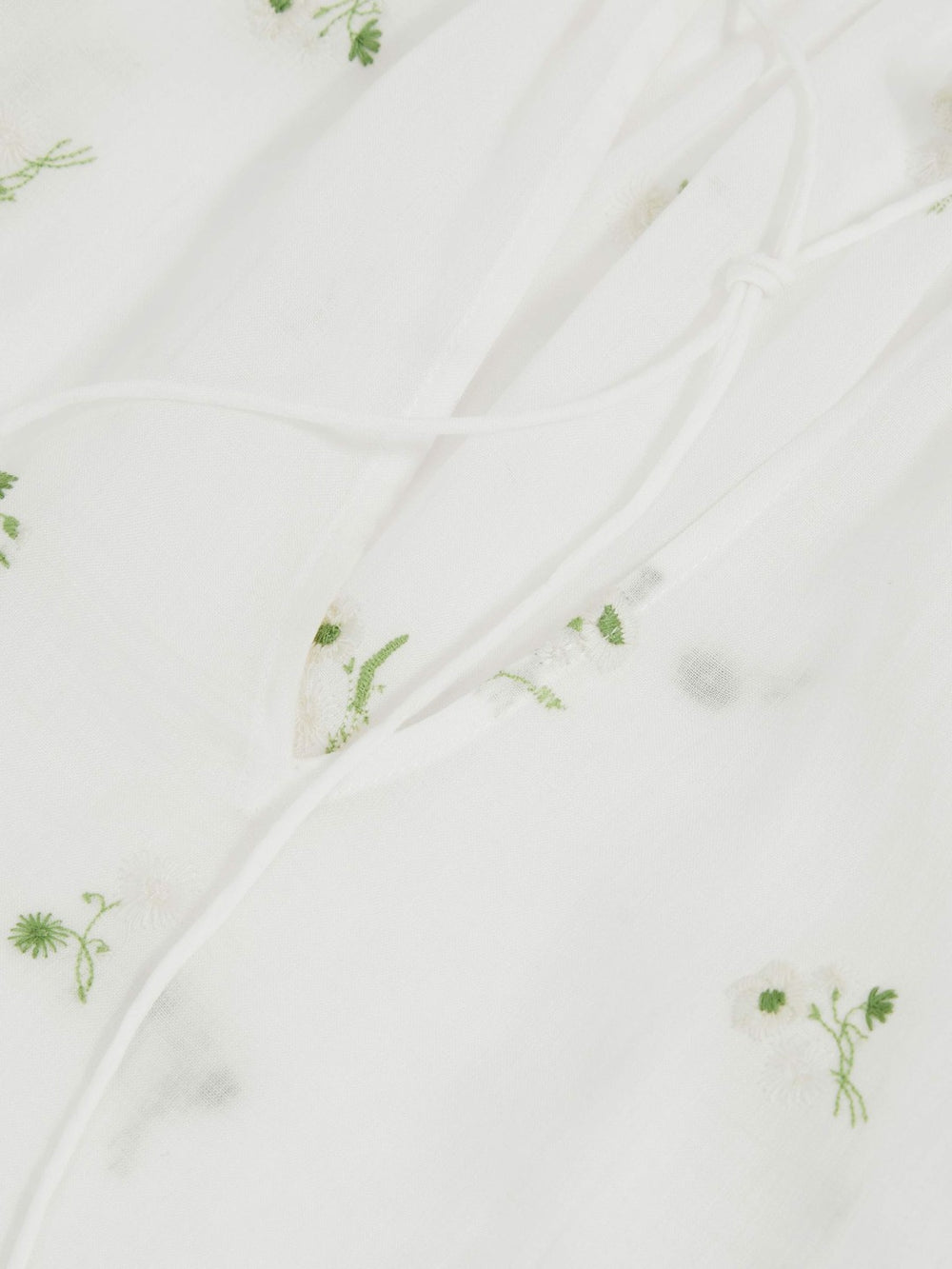 Reiss | Floral-Embroidered Tie-Neck Blouse Ramie-Lyocell in Ivory