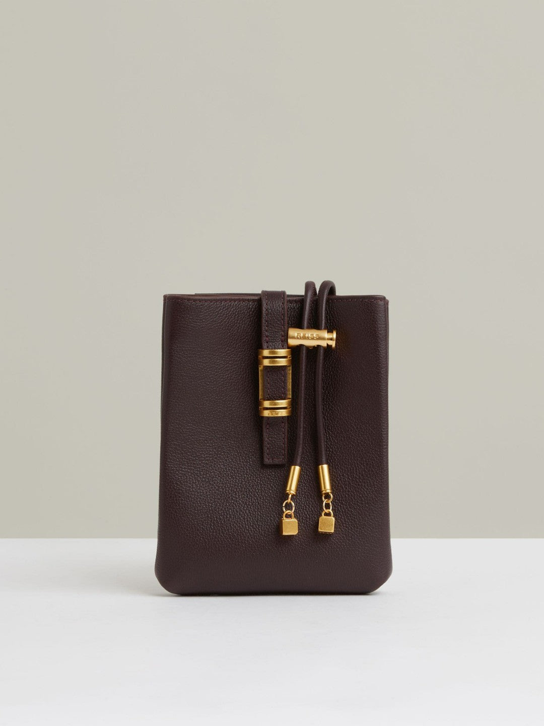 Reiss | Leather Phone Holder in Oxblood