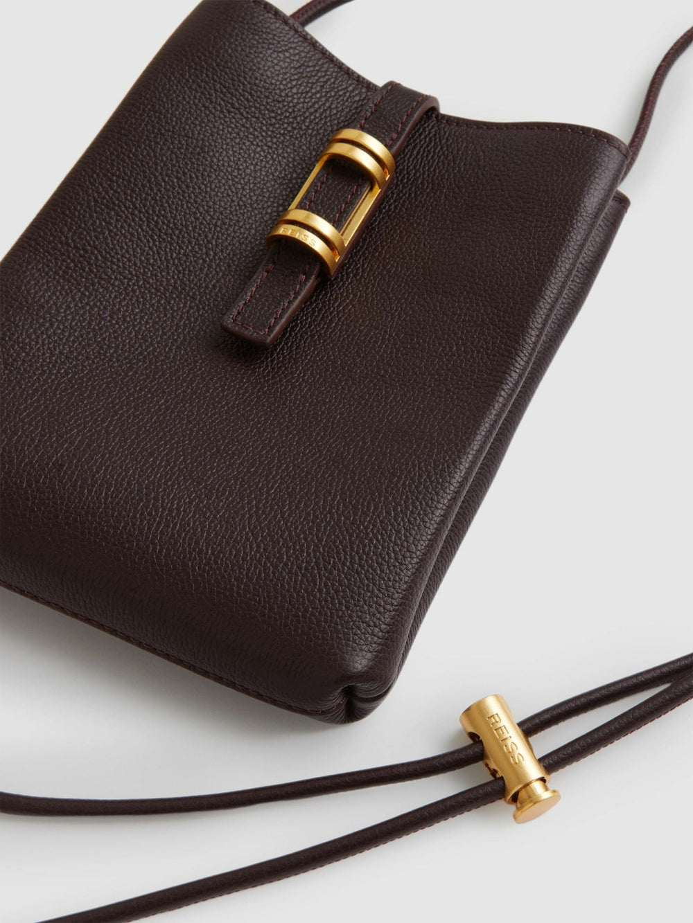 Reiss | Leather Phone Holder in Oxblood
