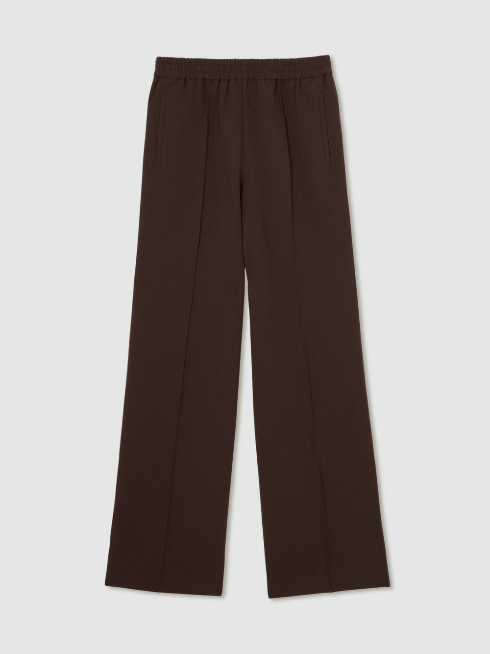 Reiss | Petite Side-Stripe Wide-Leg Trousers in Chocolate Brown