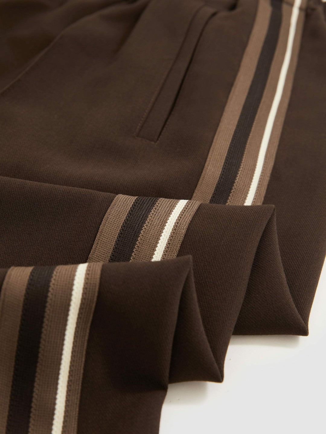 Reiss | Petite Side-Stripe Wide-Leg Trousers in Chocolate Brown
