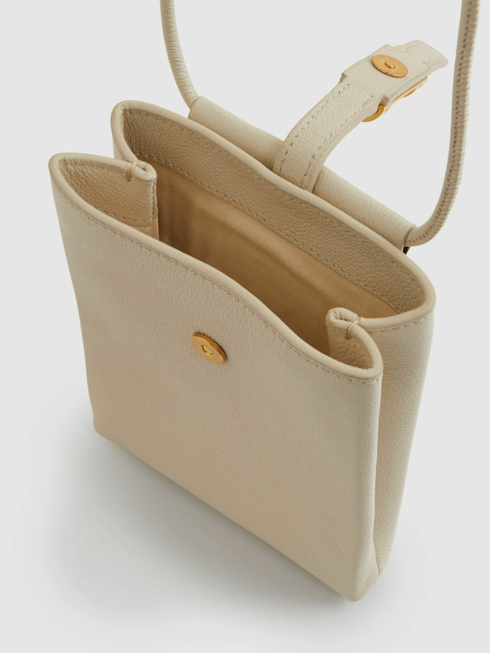 Reiss | Leather Phone Holder in Off White