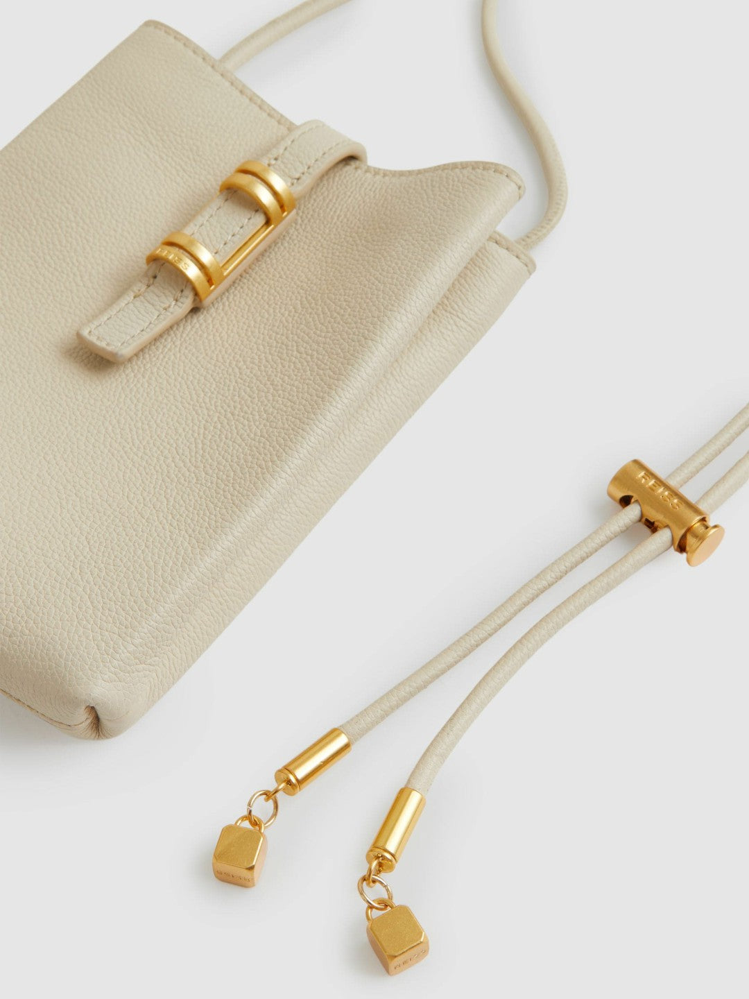 Reiss | Leather Phone Holder in Off White