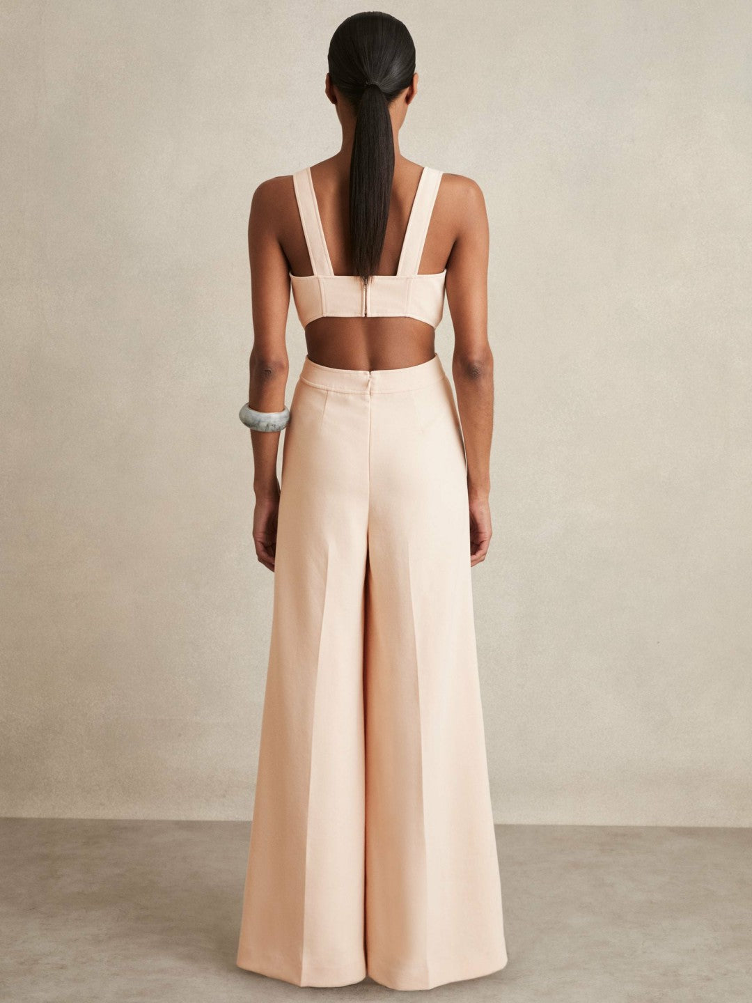 Reiss | Wide-Leg Cut-Out Jumpsuit in Pale Pink