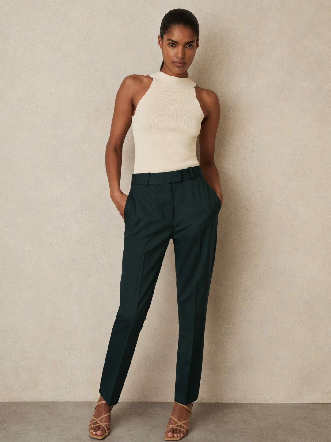 Reiss | Petite Wool-Blend Slim-Fit Suit Trousers in Green