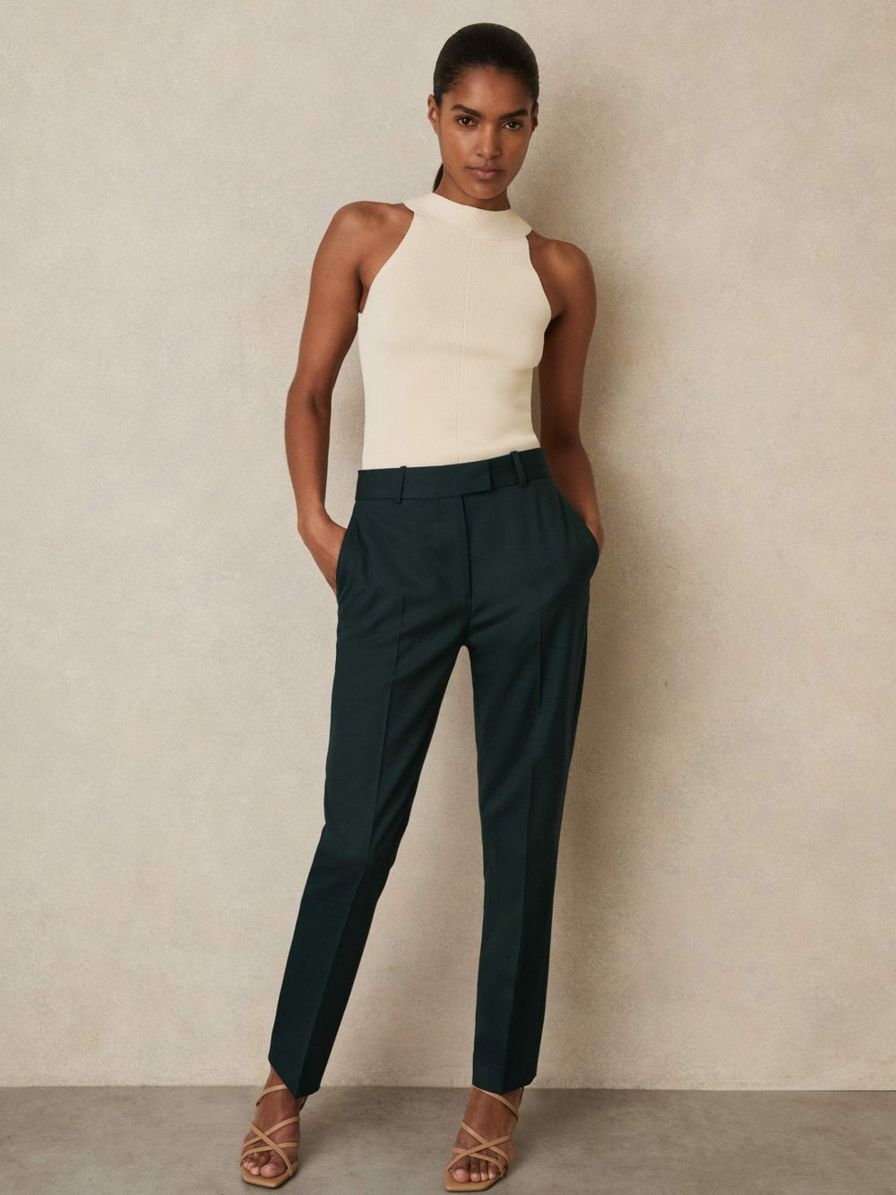 Reiss | Petite Wool-Blend Slim-Fit Suit Trousers in Green