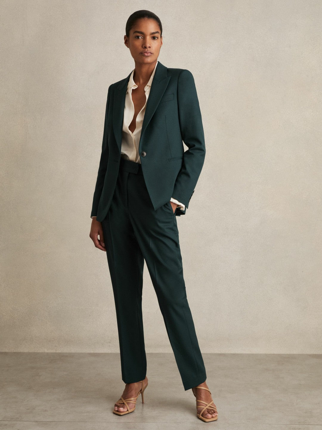 Reiss | Petite Wool-Blend Slim-Fit Suit Trousers in Green