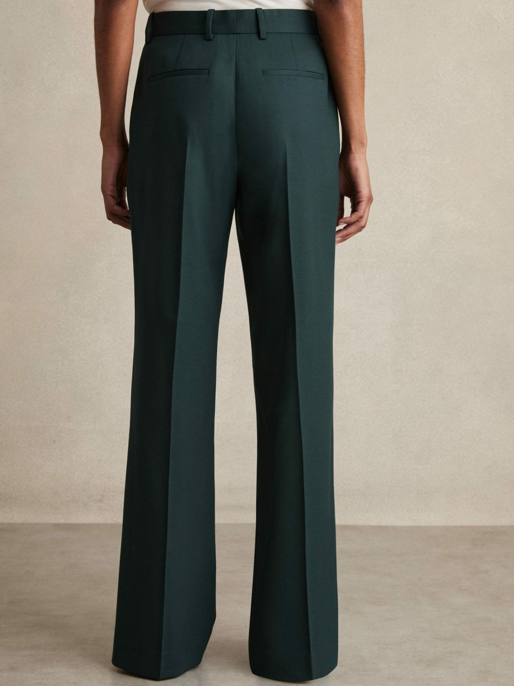 Reiss | Petite Wool-Blend Wide-Leg Suit Trousers in Green