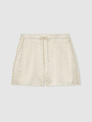 Reiss | Laser Cut Drawstring Shorts in White